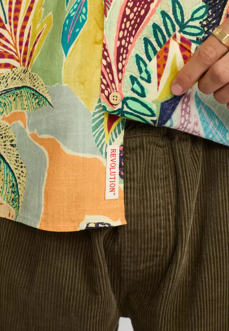 Revolution Jungle Kurzarm Cuban Shirt Hemd orange